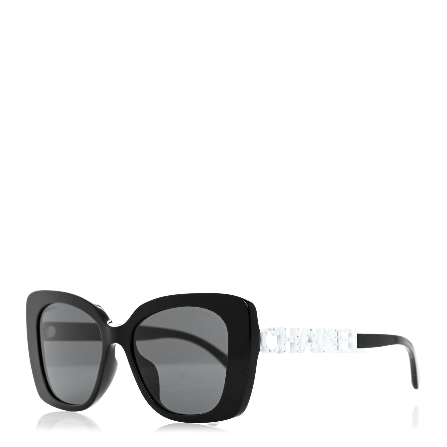 Chanel Acetate Strass Square Sunglasses 5422-B-A Black White 1 of 7