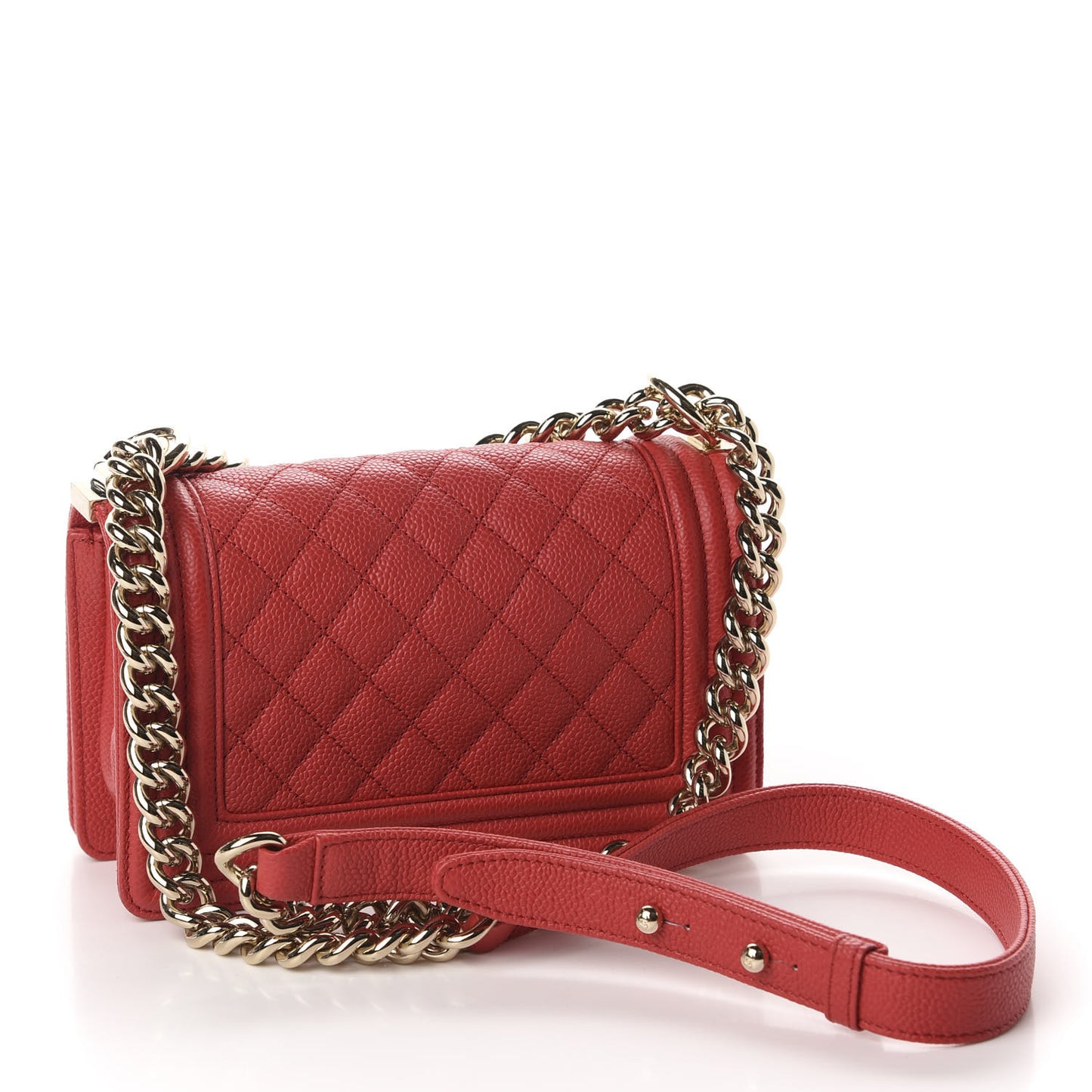 Caviar Quilted Small Boy Flap Red