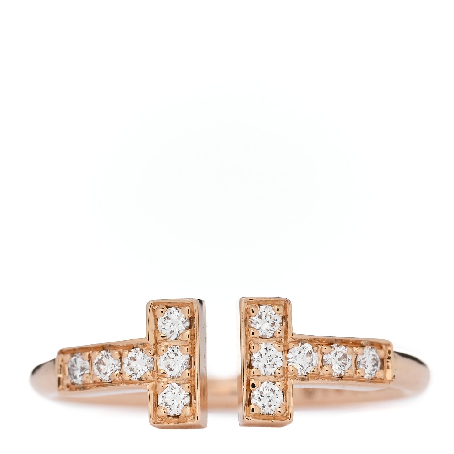 18K Rose Gold Diamond T Wire Ring 48 4.5
