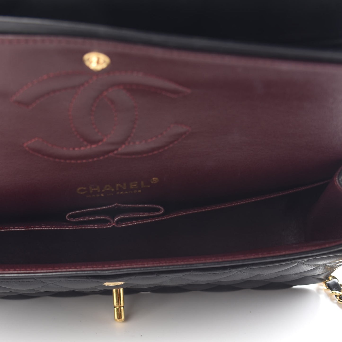 Lambskin Quilted Medium Double Flap Black