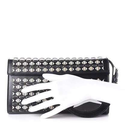 Alaia Calfskin Laser Cut Clutch Black White 2 of 12