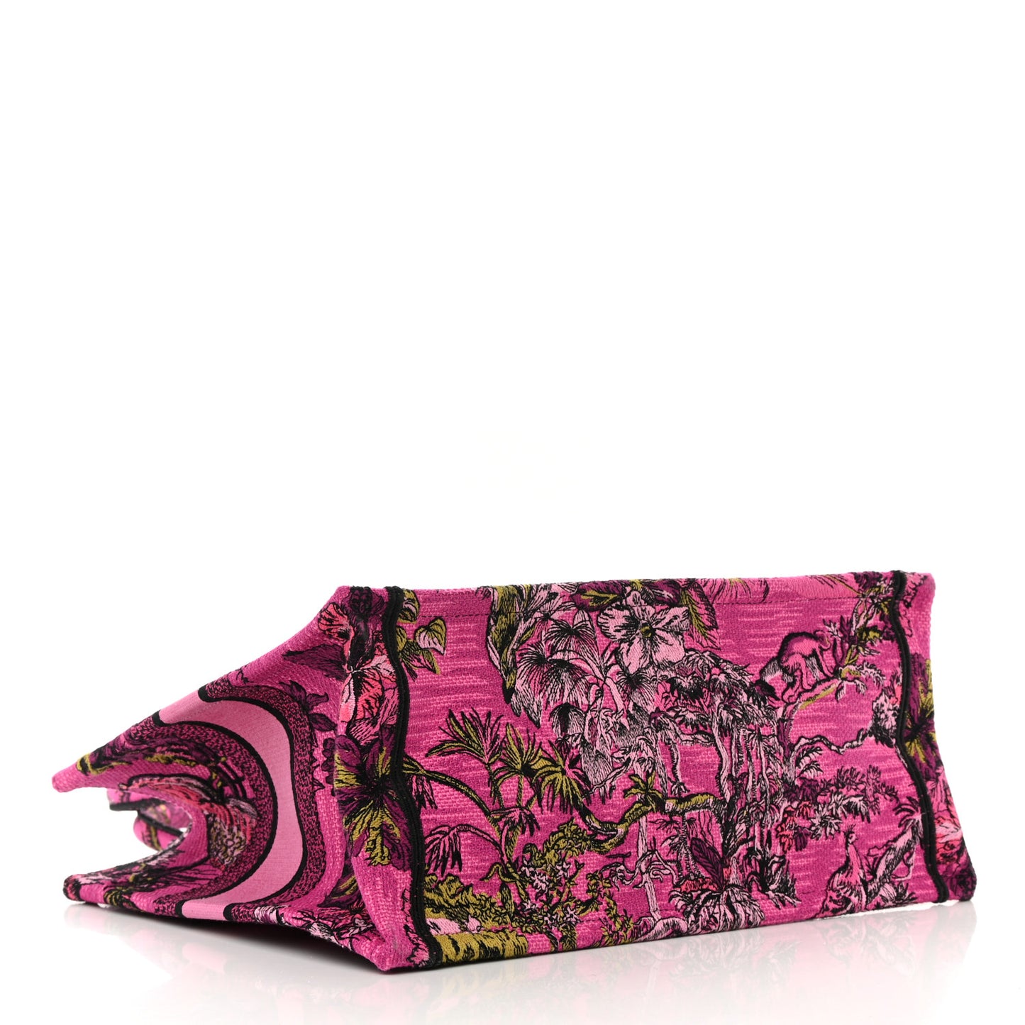 Canvas Embroidered Medium Toile de Jouy Voyage Book Tote Fuchsia Multicolor