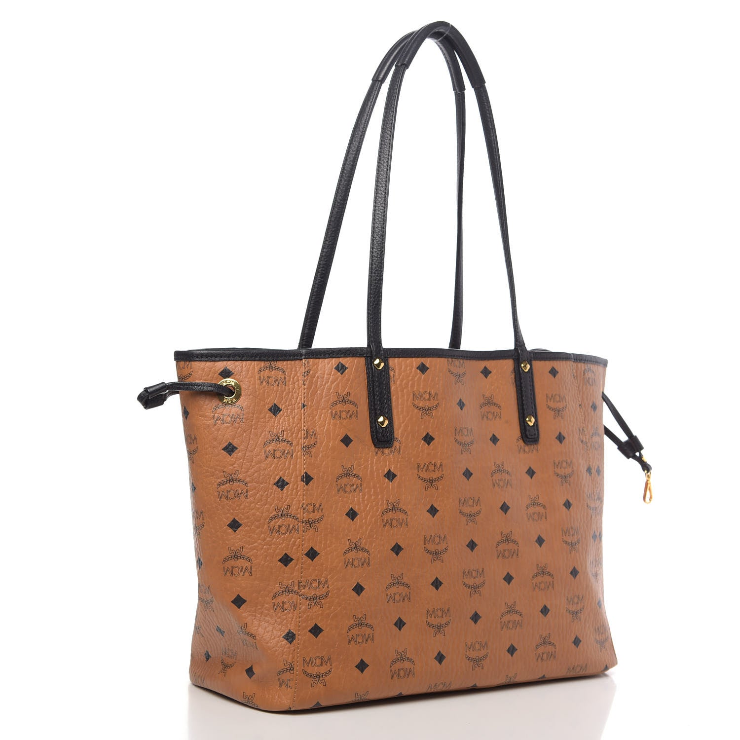 MCM Visetos Medium Reversible Shopping Tote Cognac Black 4 of 15