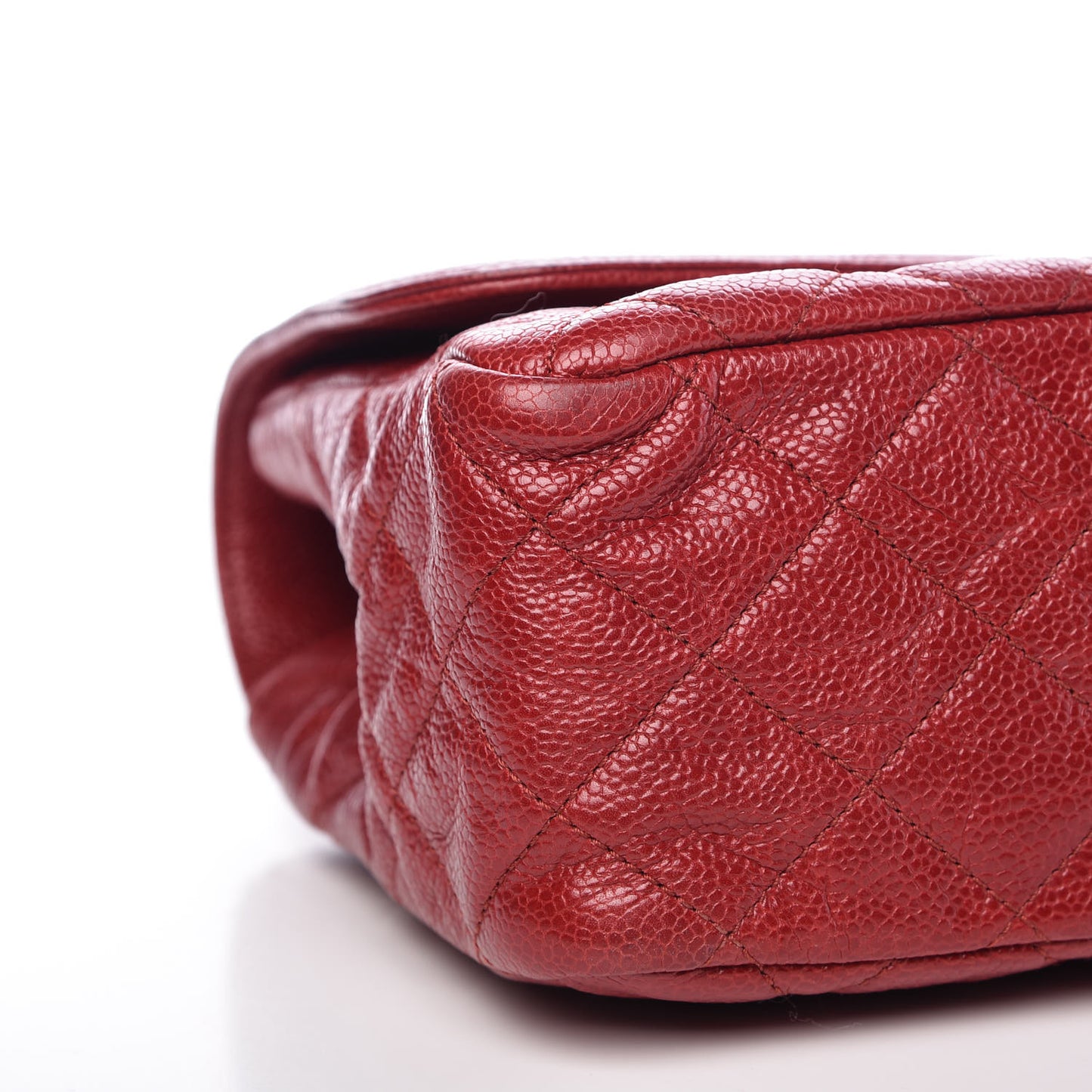 Crumpled Grained Calfskin Flap Red