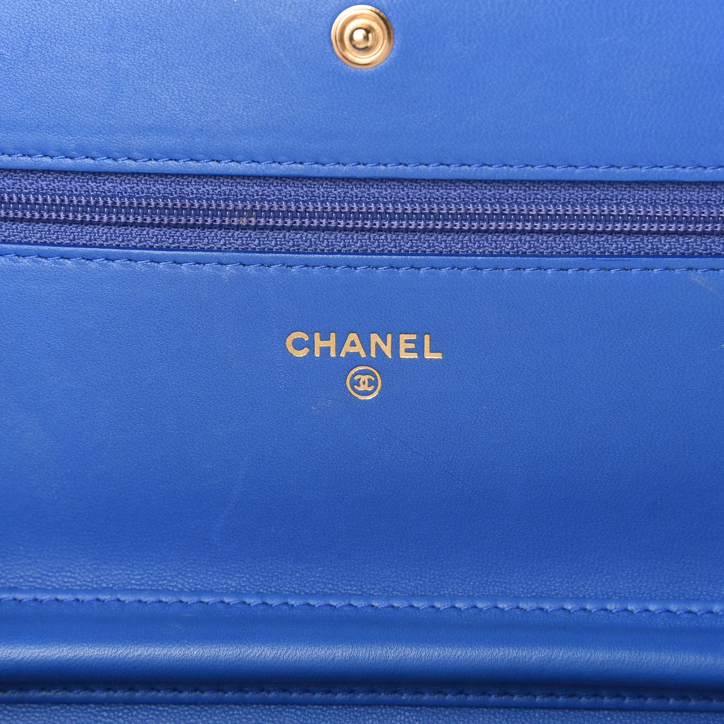 Lambskin Quilted Boy Wallet On Chain WOC Blue