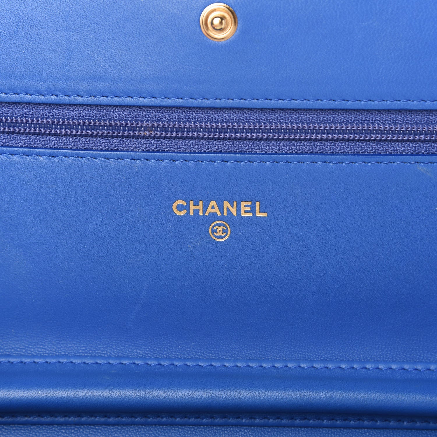 Chanel Lambskin Quilted Boy Wallet On Chain WOC Blue 8 of 12