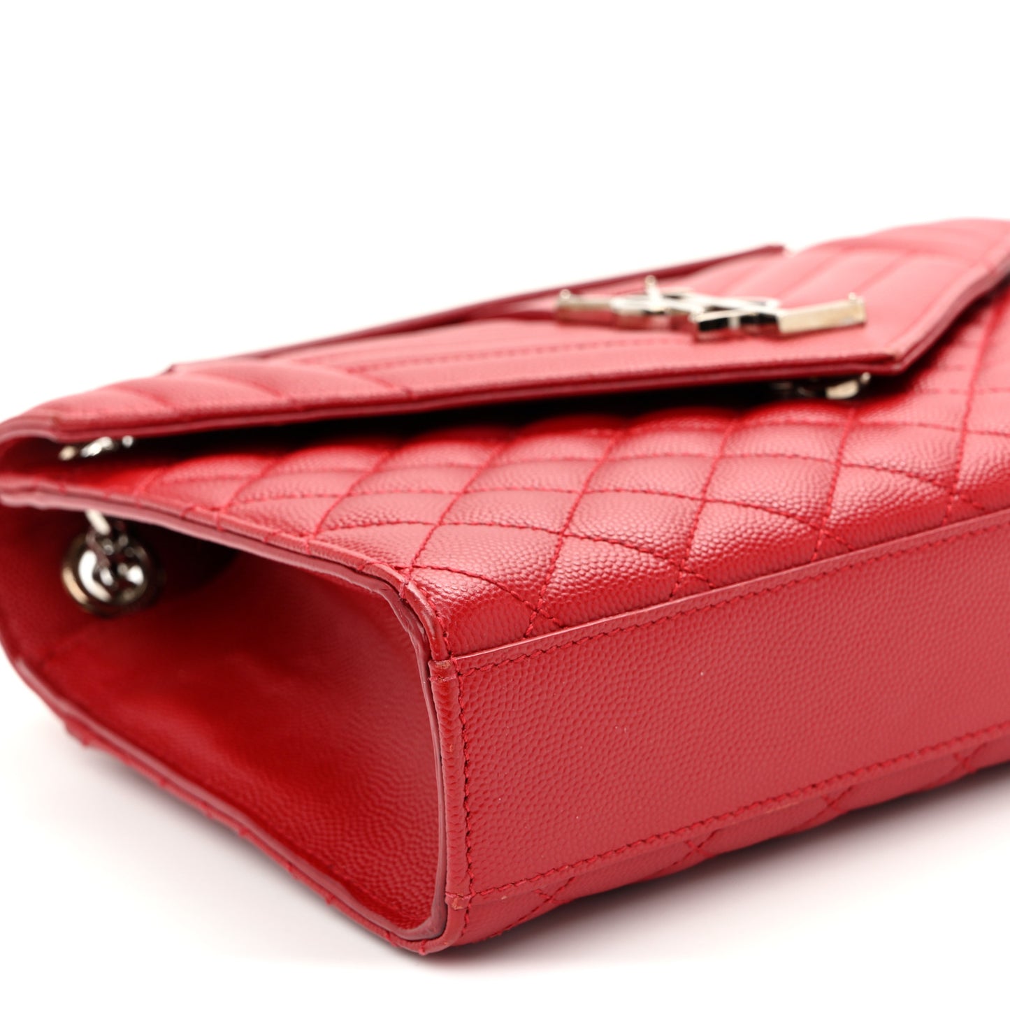 Grain De Poudre Textured Mixed Matelasse Triquilt Medium Monogram Satchel New Red
