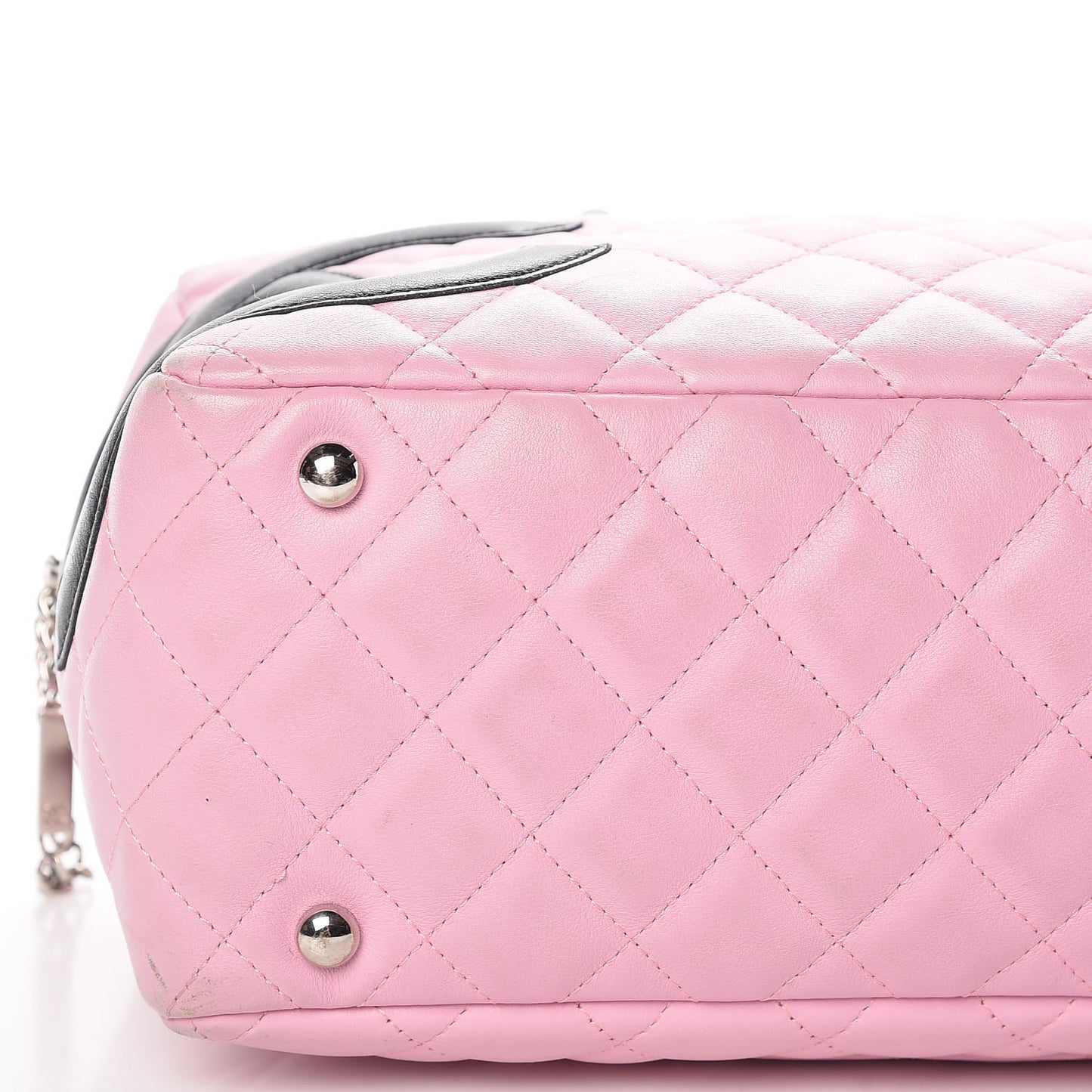 Calfskin Quilted Large Cambon Bowler Pink Black