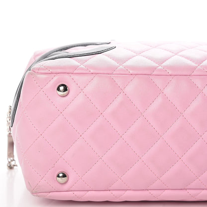 Chanel Calfskin Quilted Large Cambon Bowler Pink Black 10 of 20