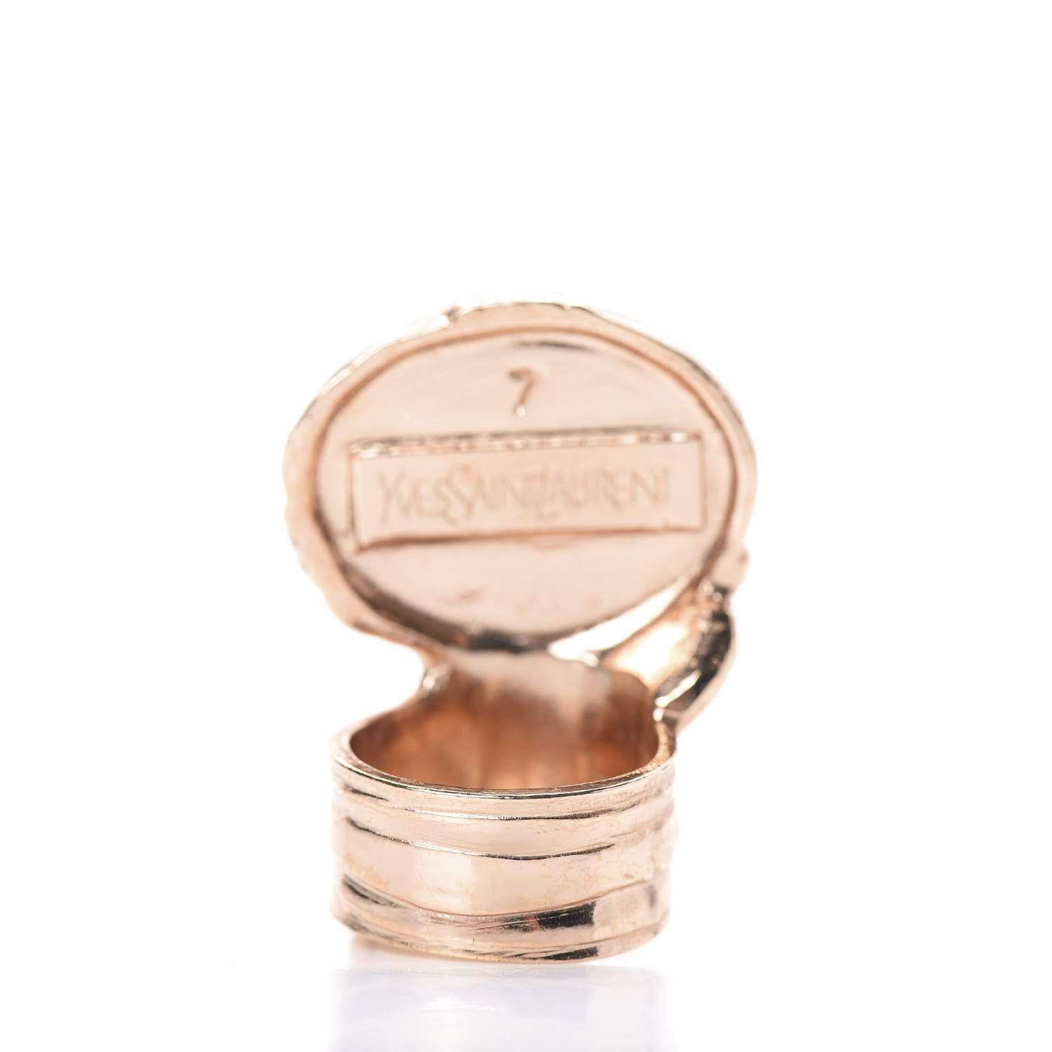 Saint Laurent Glass Cabochon Arty Ovale Ring 7 Rose Gold Lapis 5 of 5