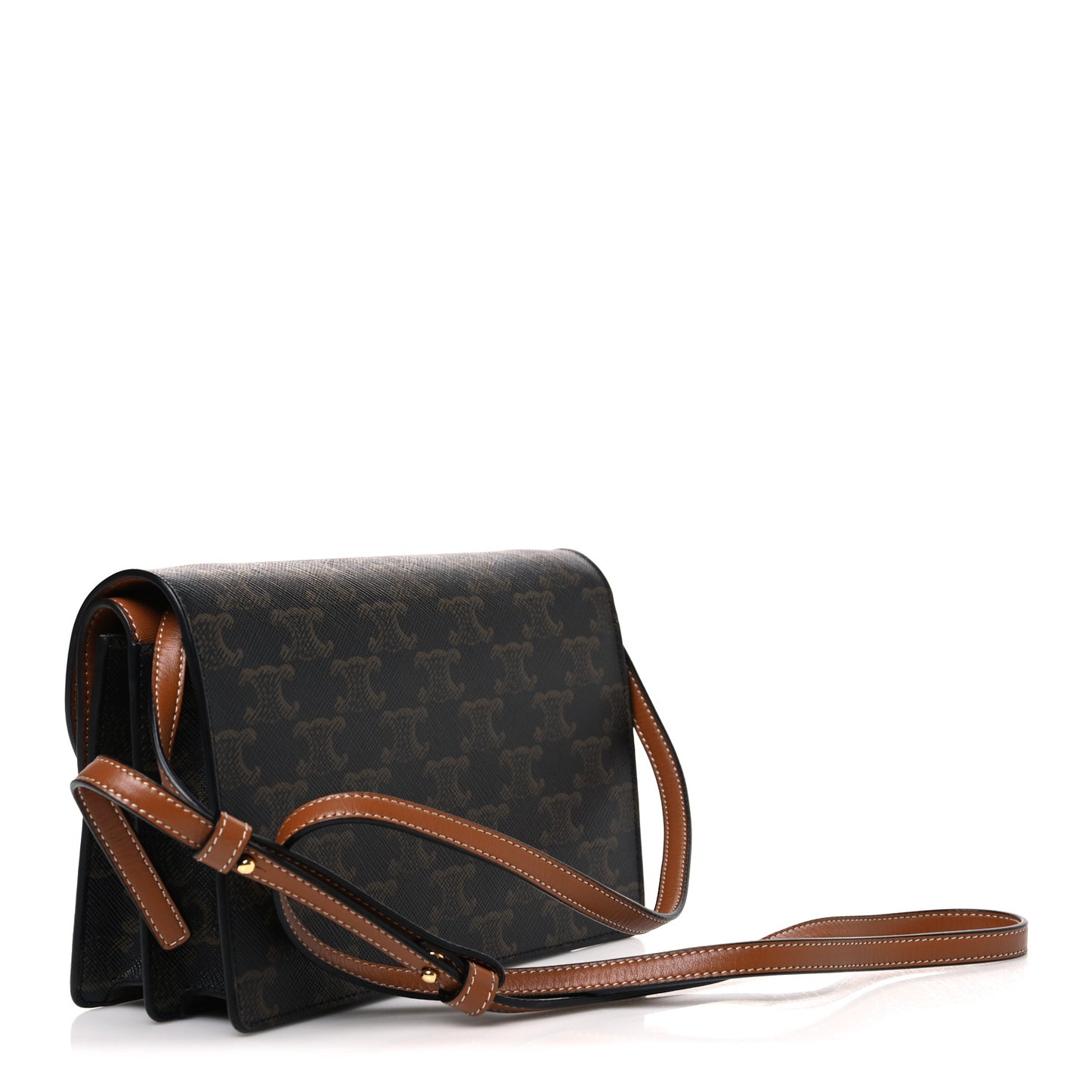 Triomphe Canvas Lambskin Wallet On Strap Tan