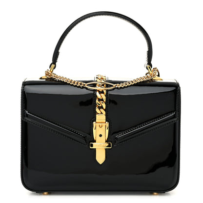 Gucci Mousse Top Patent Mini Sylvie 1969 Top Handle Bag Black 1 of 10