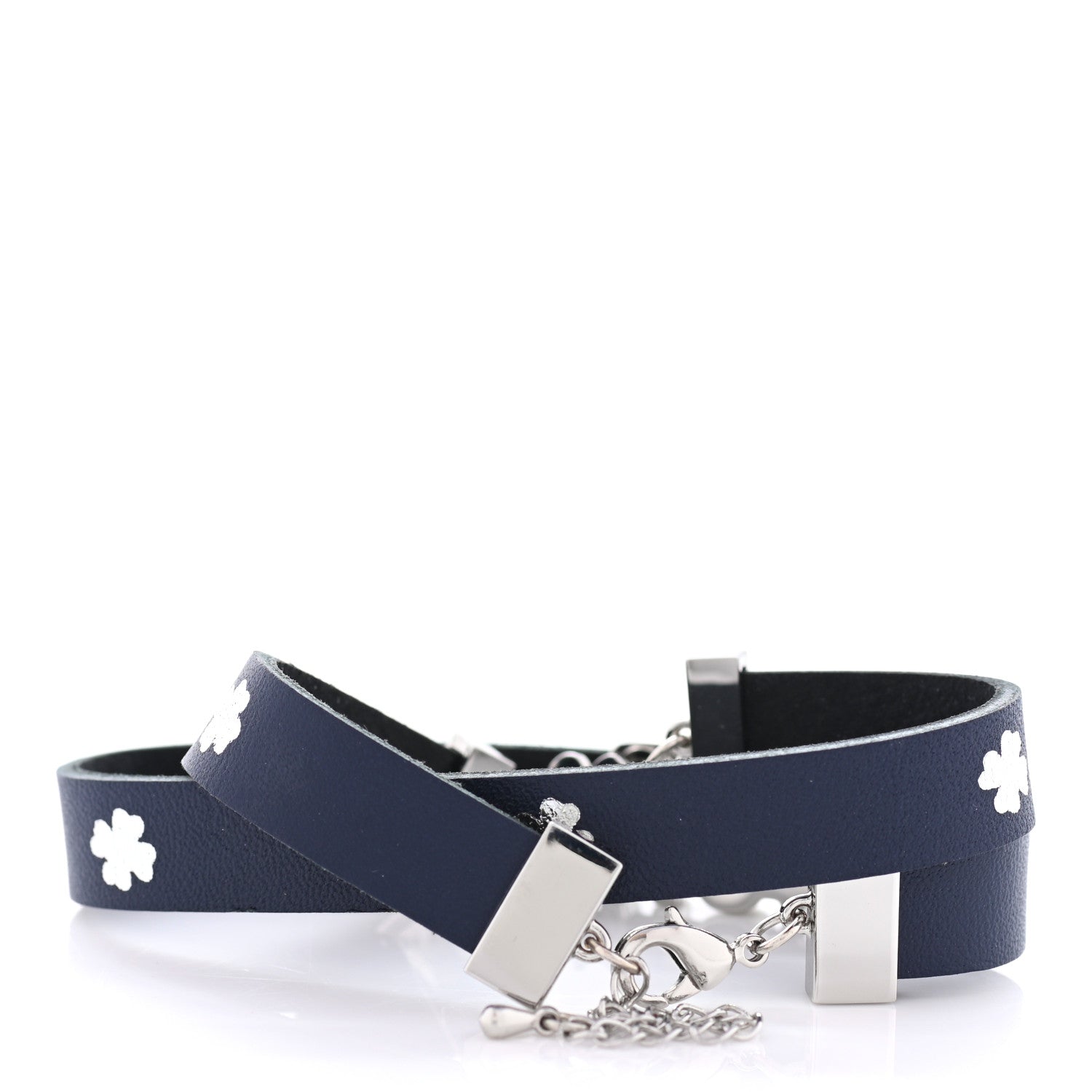 Christian Dior Calfskin Dior Clover Double Bracelet Navy 3 of 5