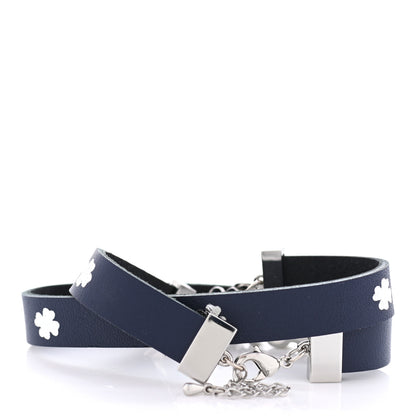 Christian Dior Calfskin Dior Clover Double Bracelet Navy 3 of 5