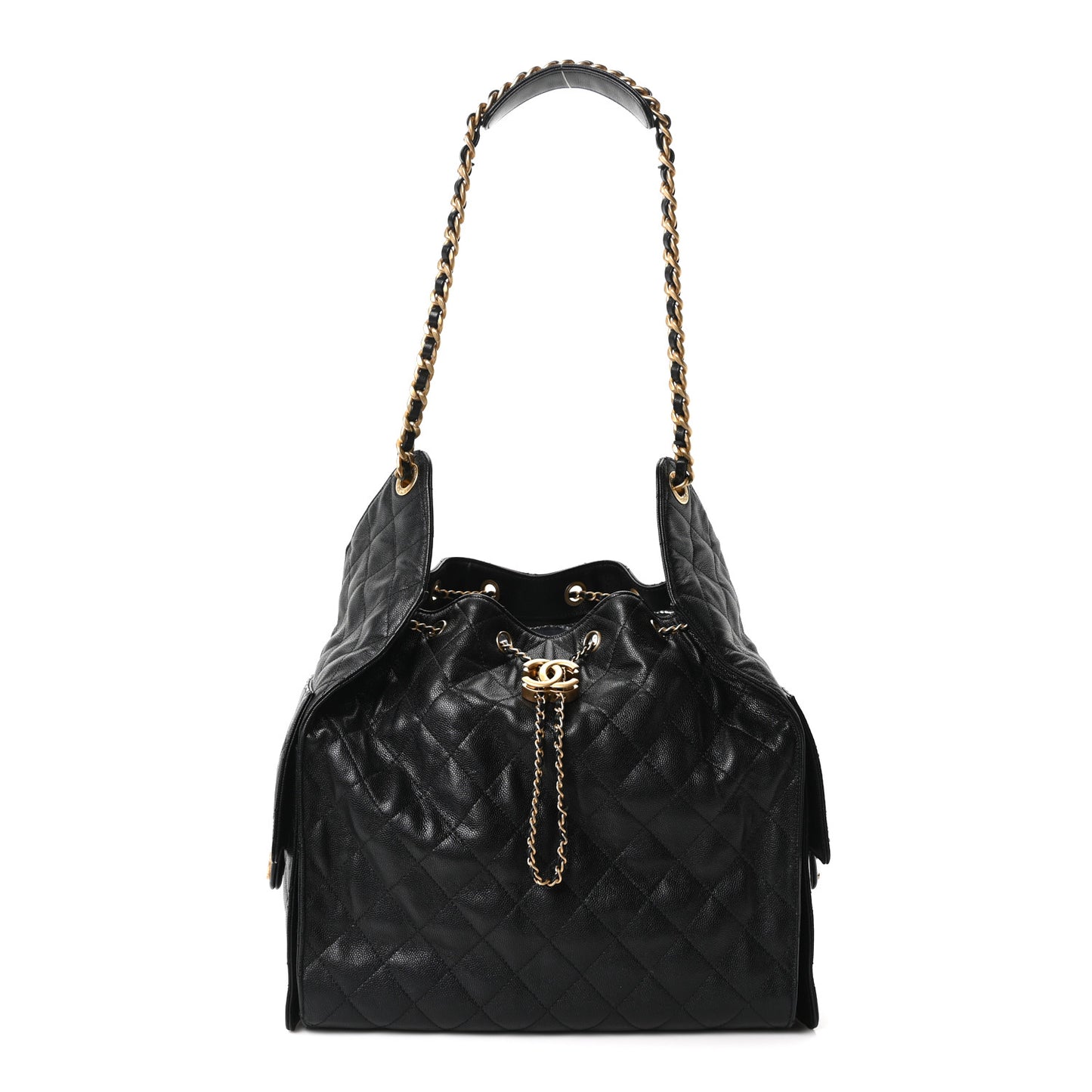 Caviar Quilted Medium Chanel 25 Handbag Black