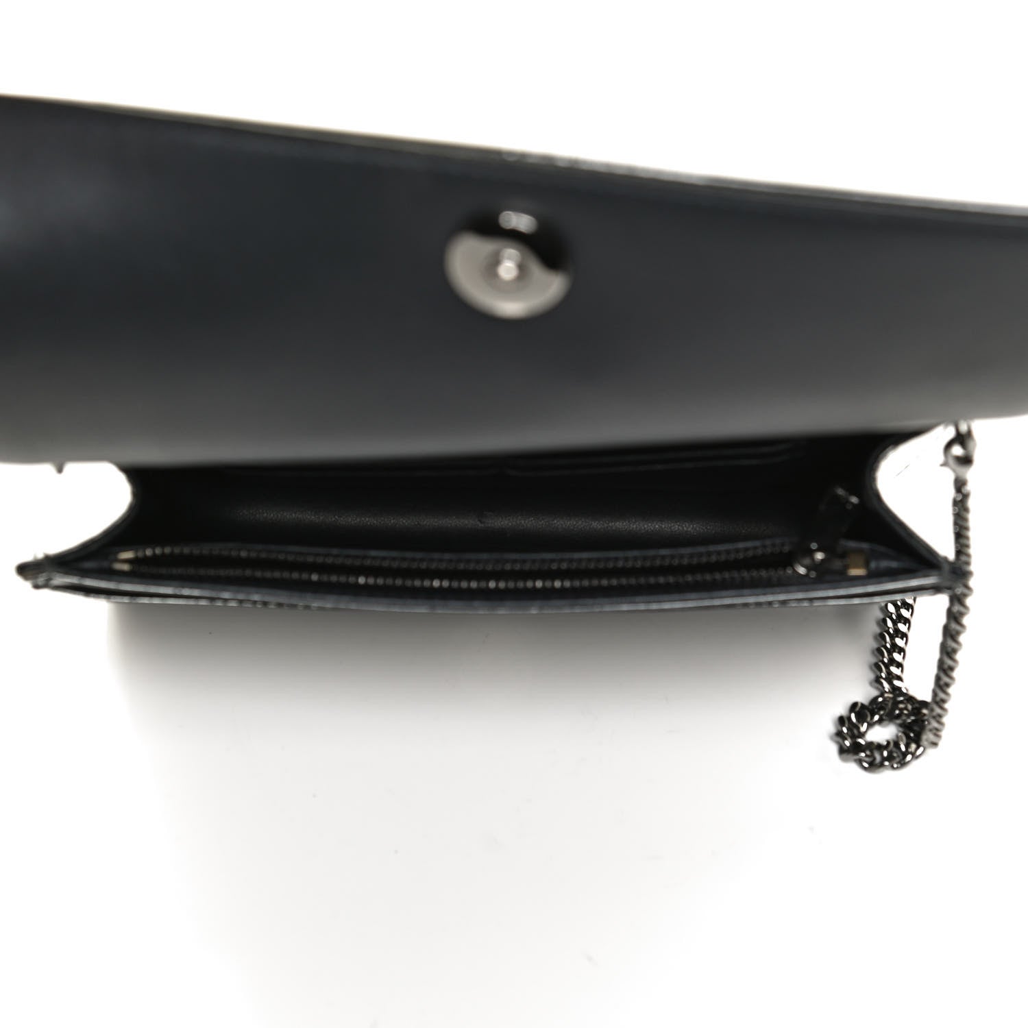Christian Dior Metallic Patent Micro-Cannage Diorama Wallet on Chain Pouch Onyx Black 5 of 13