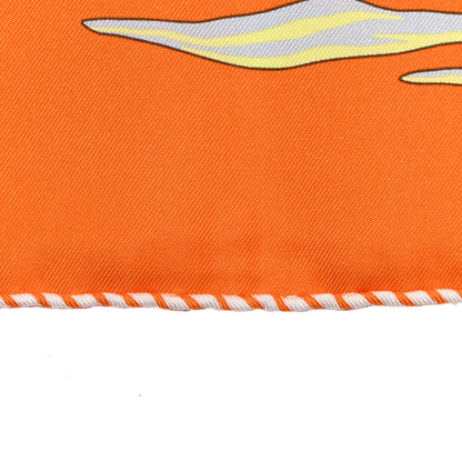 Hermes Silk Sur Mon Nuage Scarf 90 Orange Gris Clair Multicolore 8 of 10