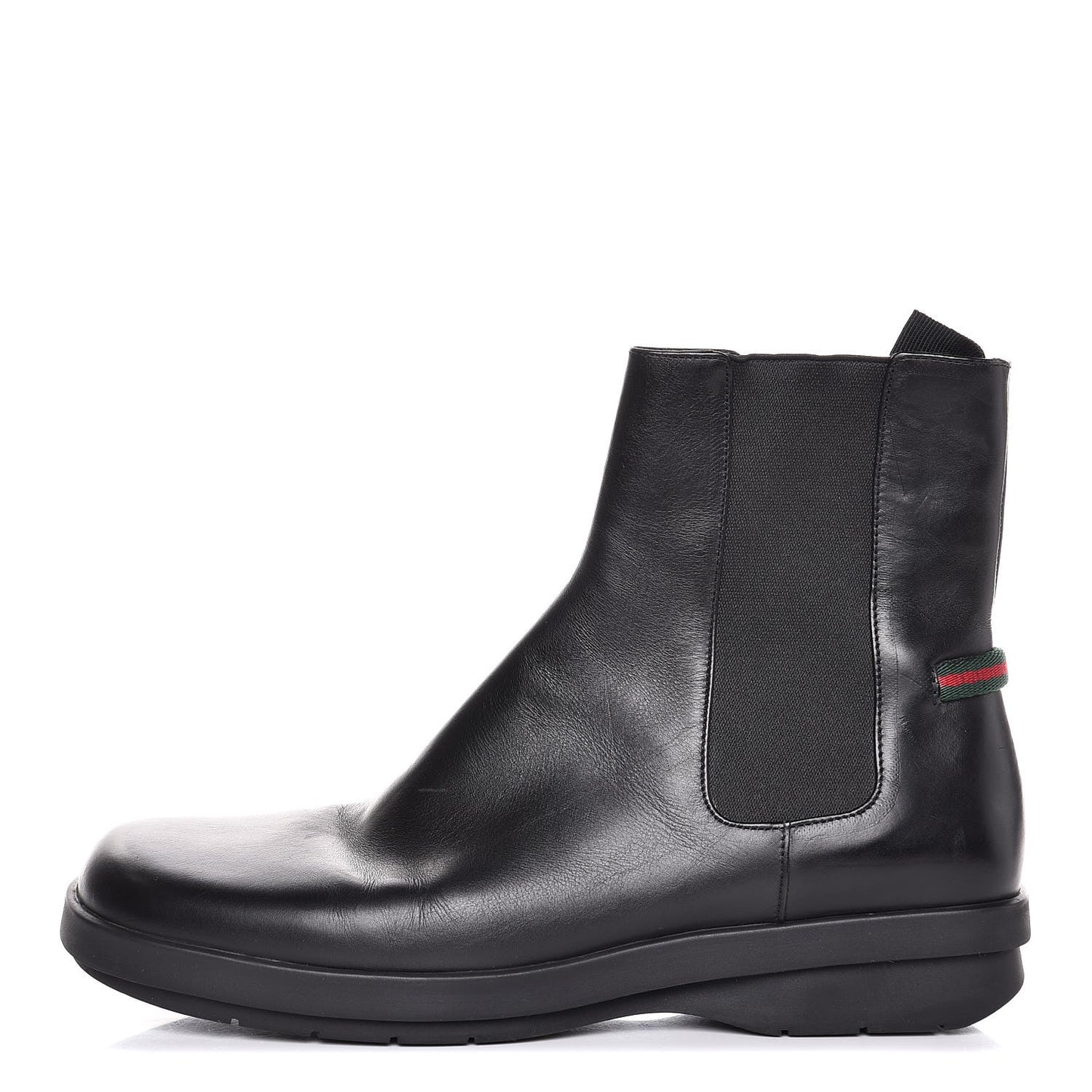 Mens Calfskin Web Ankle Boots 8.5 Black