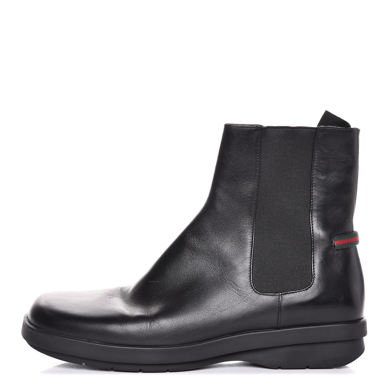 Gucci Mens Calfskin Web Ankle Boots 8.5 Black 1 of 11