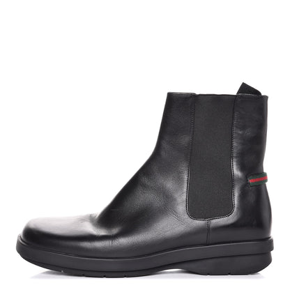 Gucci Mens Calfskin Web Ankle Boots 8.5 Black 1 of 11