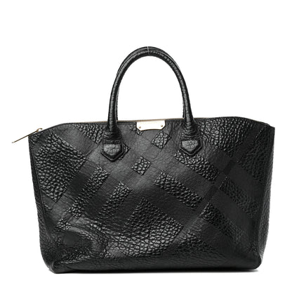 Burberry Heritage Grain Check Embossed Medium Dewsbury Tote Black 1 of 9
