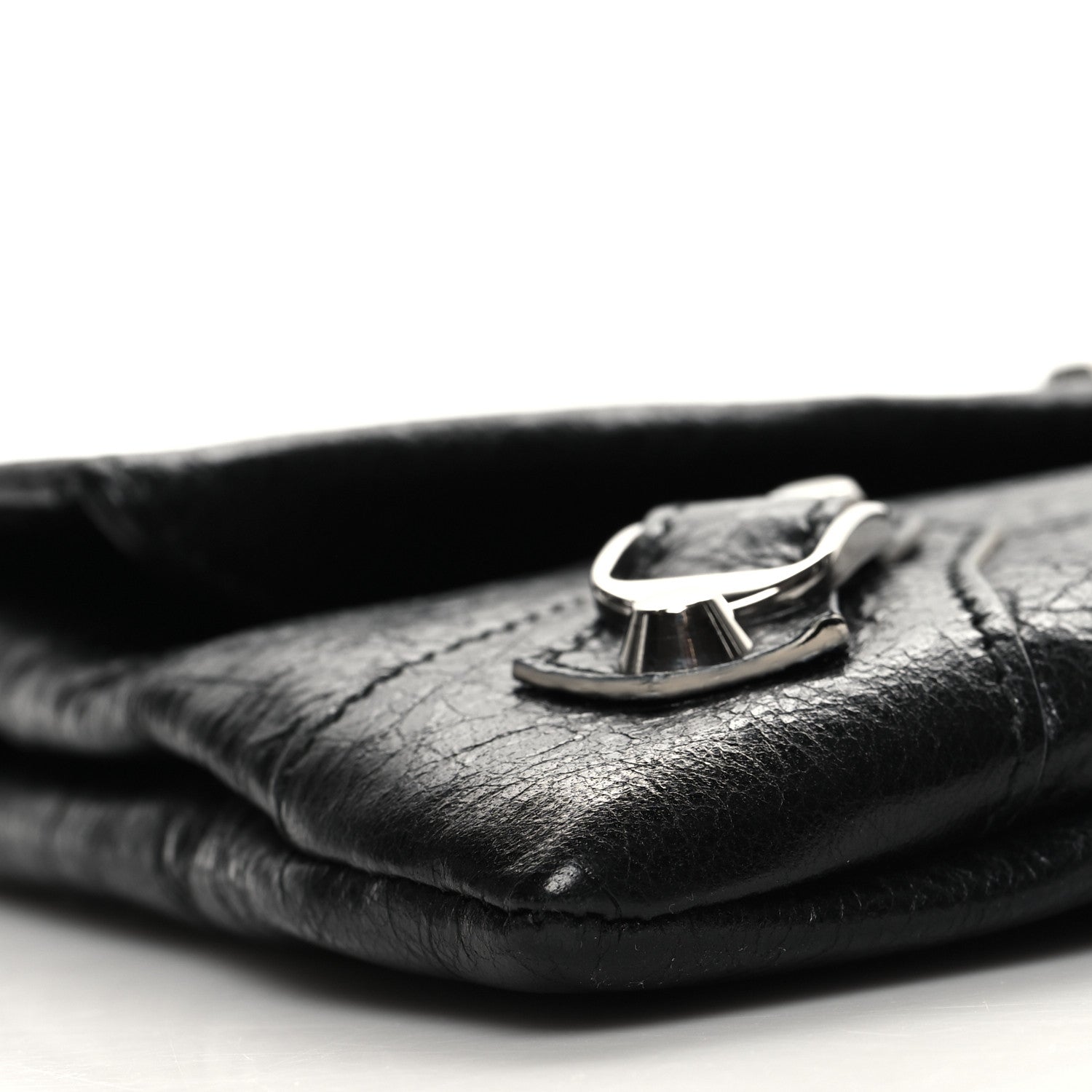 Balenciaga Agneau Silver Metallic Edge Hardware Envelope Clutch Black 11 of 12