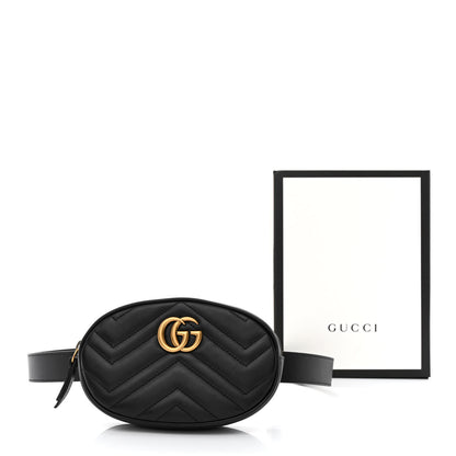 Gucci Calfskin Matelasse GG Marmont Belt Bag 95 38 Black 12 of 12