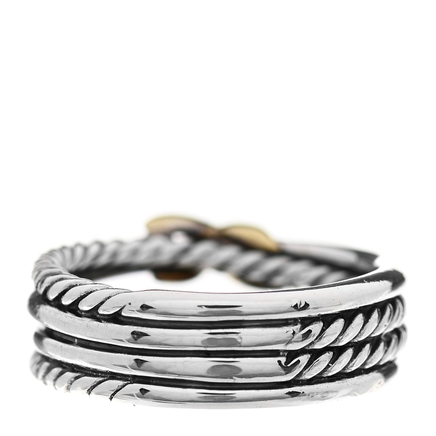 Sterling Silver 18K Yellow Gold 6mm X Crossover Ring 51 5.75