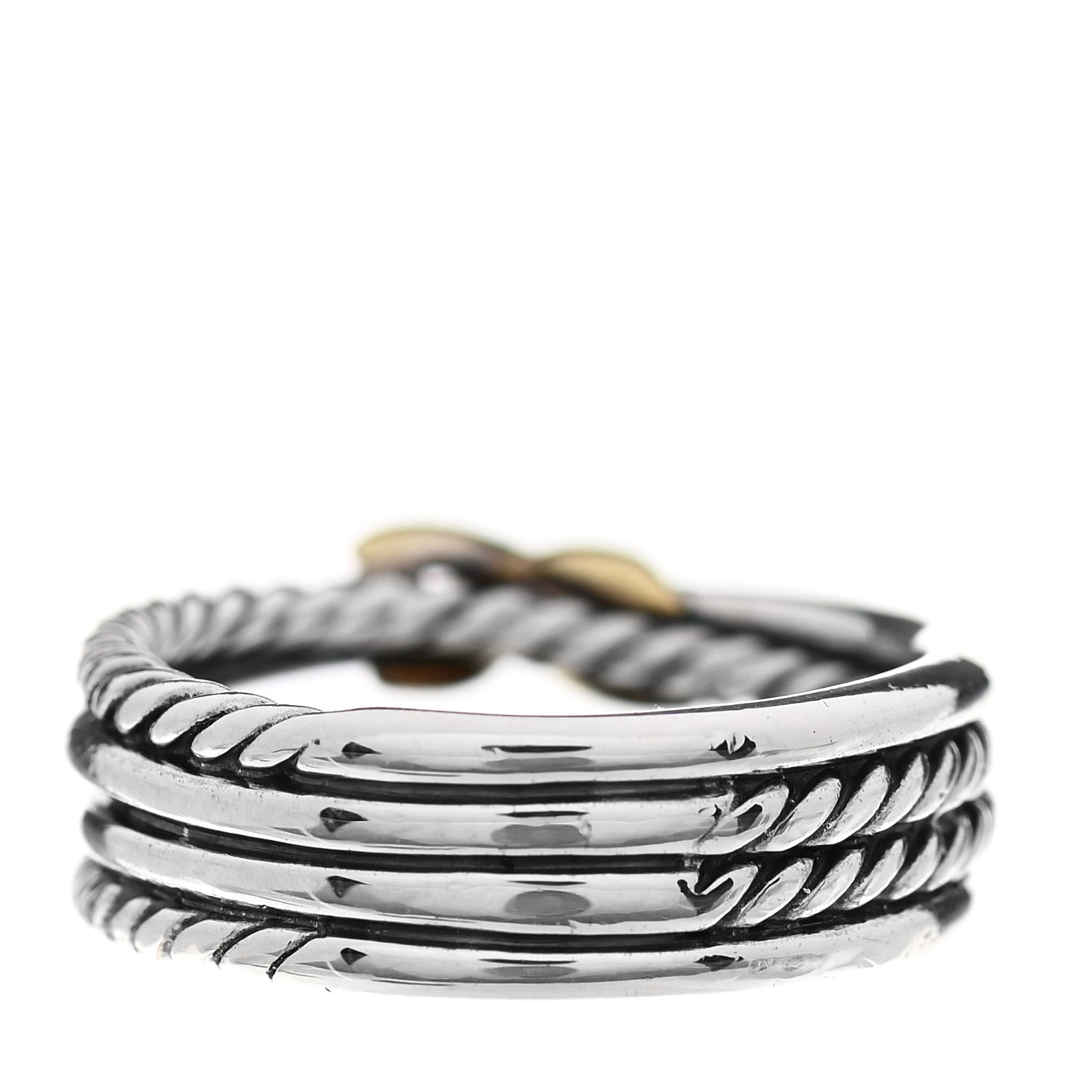 David Yurman Sterling Silver 18K Yellow Gold 6mm X Crossover Ring 51 5.75 3 of 5