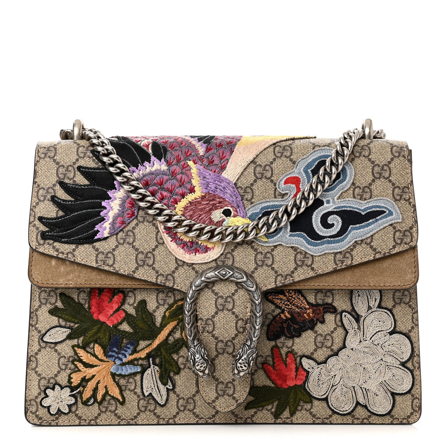 GG Supreme Monogram Embroidered Medium Dionysus Shoulder Bag Taupe