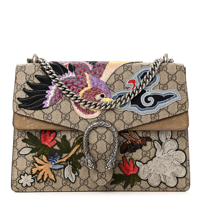 Gucci GG Supreme Monogram Embroidered Medium Dionysus Shoulder Bag Taupe 1 of 12