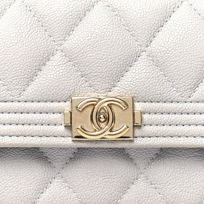 Chanel Caviar Quilted Medium Boy Flap Walle Light Grey 8 of 14