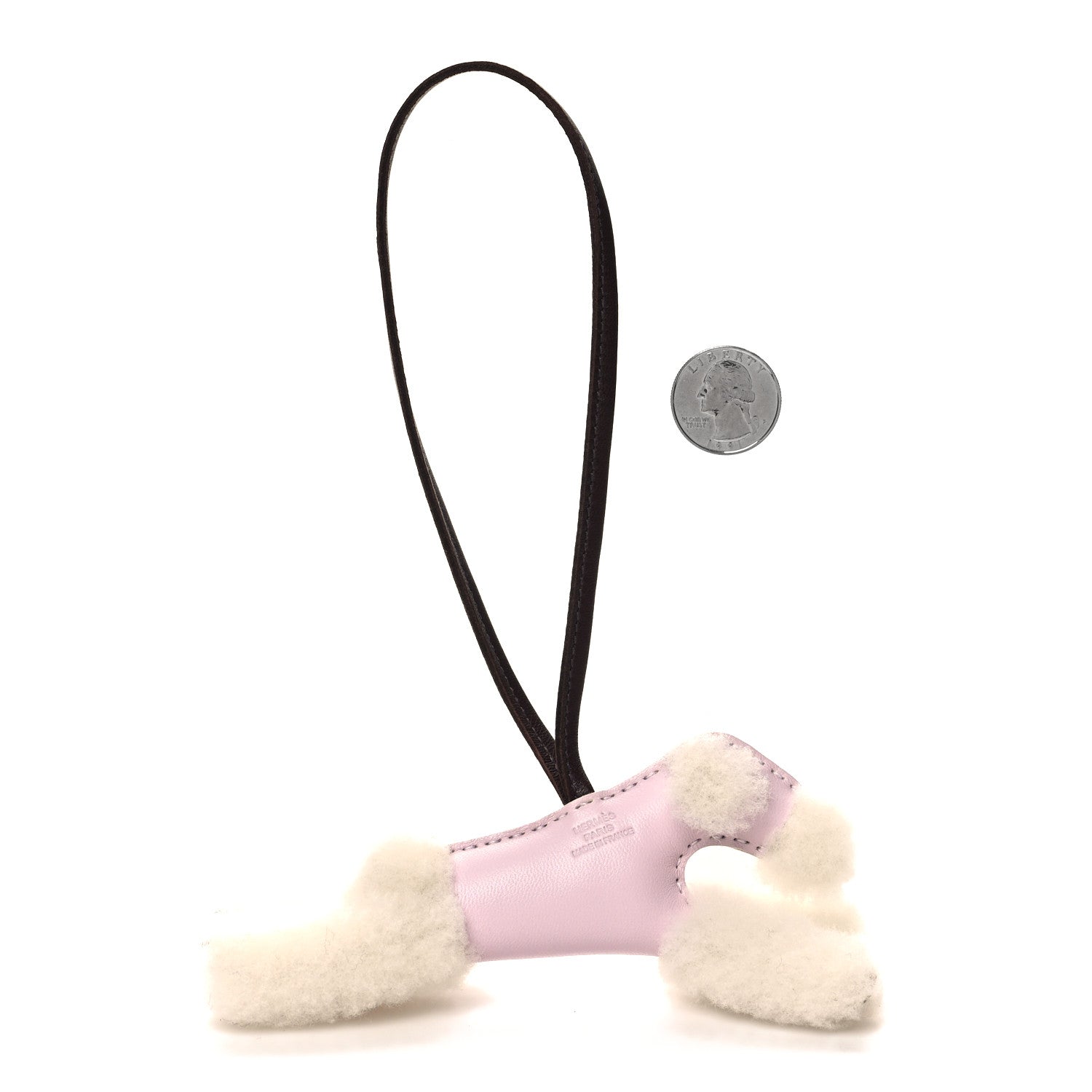Hermes Milo Lambskin Shearling Budy Charm Mauve Pale Rouge Sellier 2 of 5