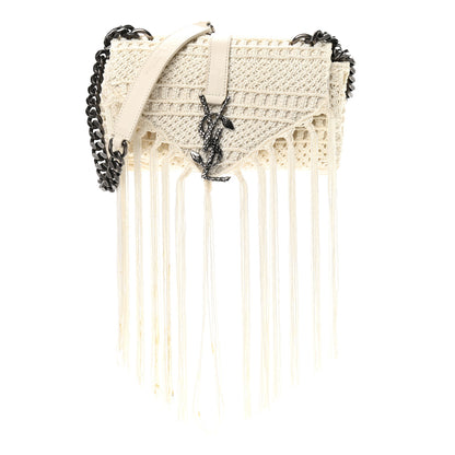 Saint Laurent Calfskin Crochet Baby Monogram Chain Satchel White 1 of 13
