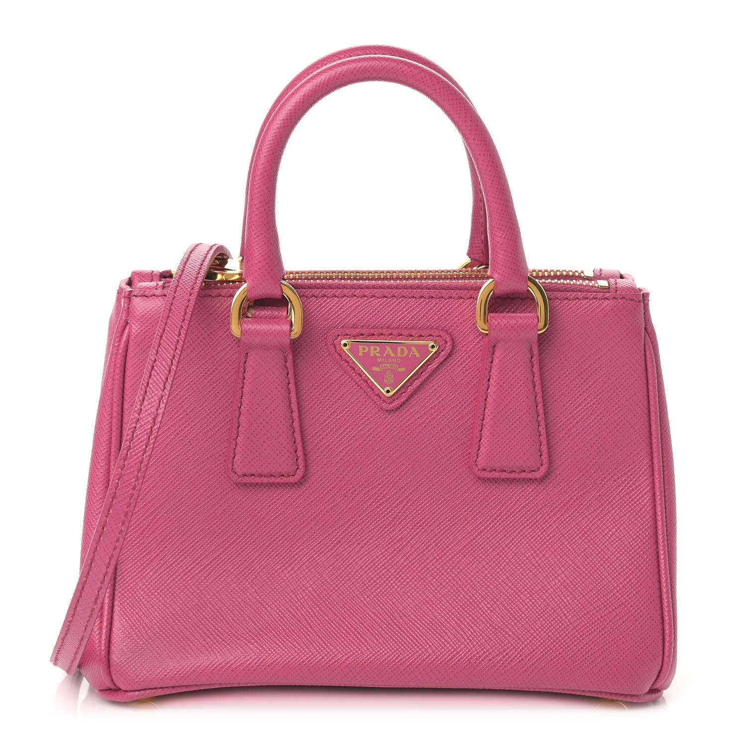 Prada Saffiano Lux Micro Galleria Double Zip Tote Fuxia 1 of 17
