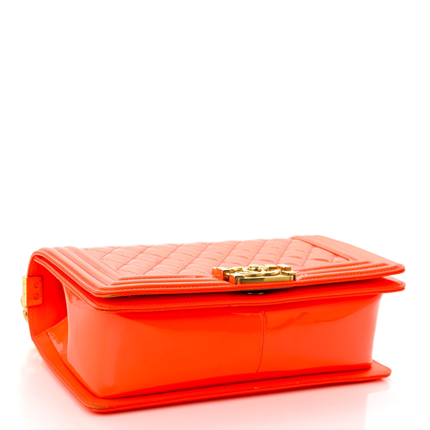 Patent Quilted Medium Boy Flap Orange