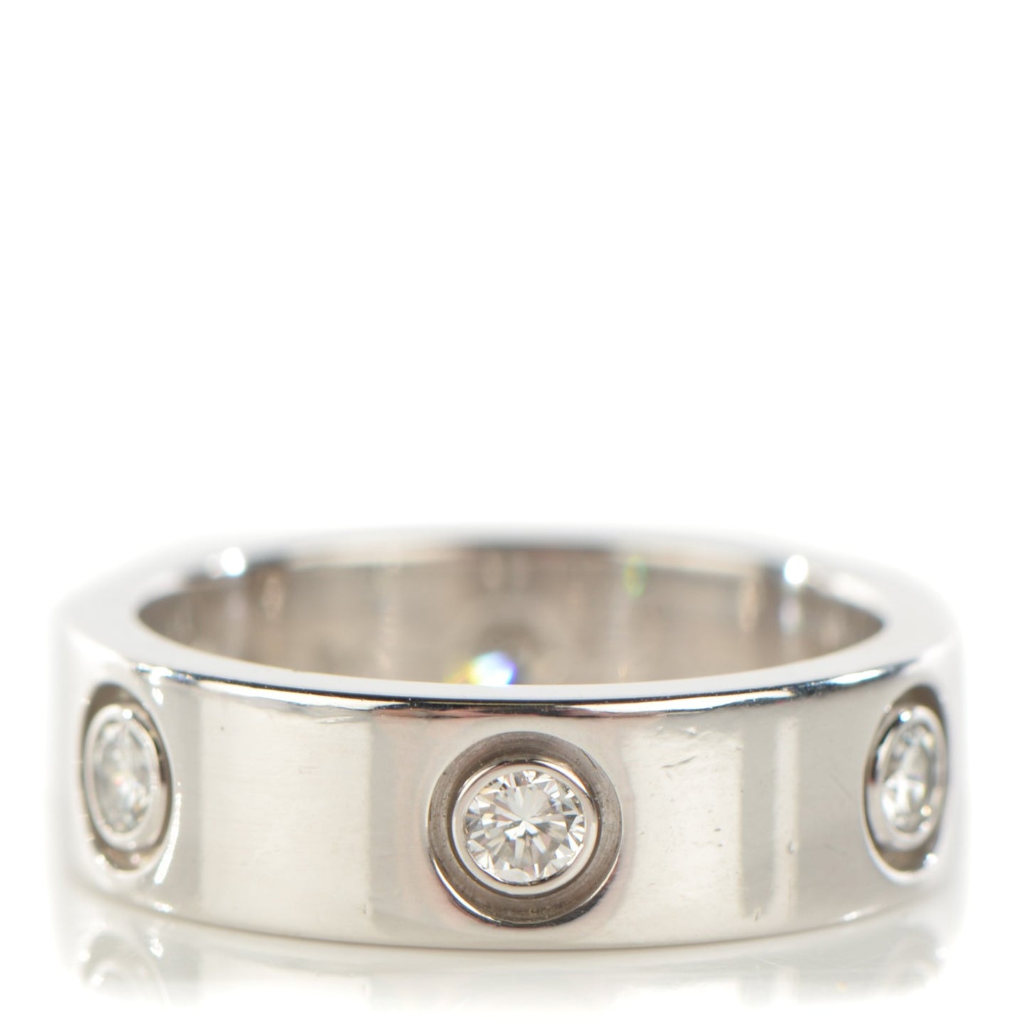 18K White Gold 6 Diamond 5.5mm LOVE Ring 50 5.25