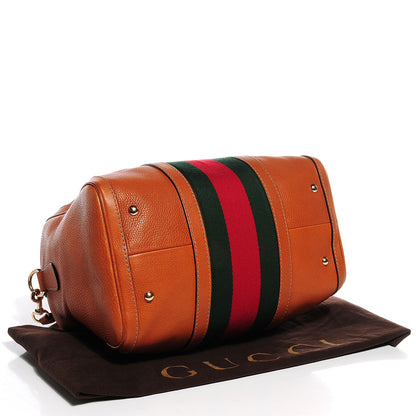 Gucci Leather Vintage Web Medium Boston Tobacco 4 of 9