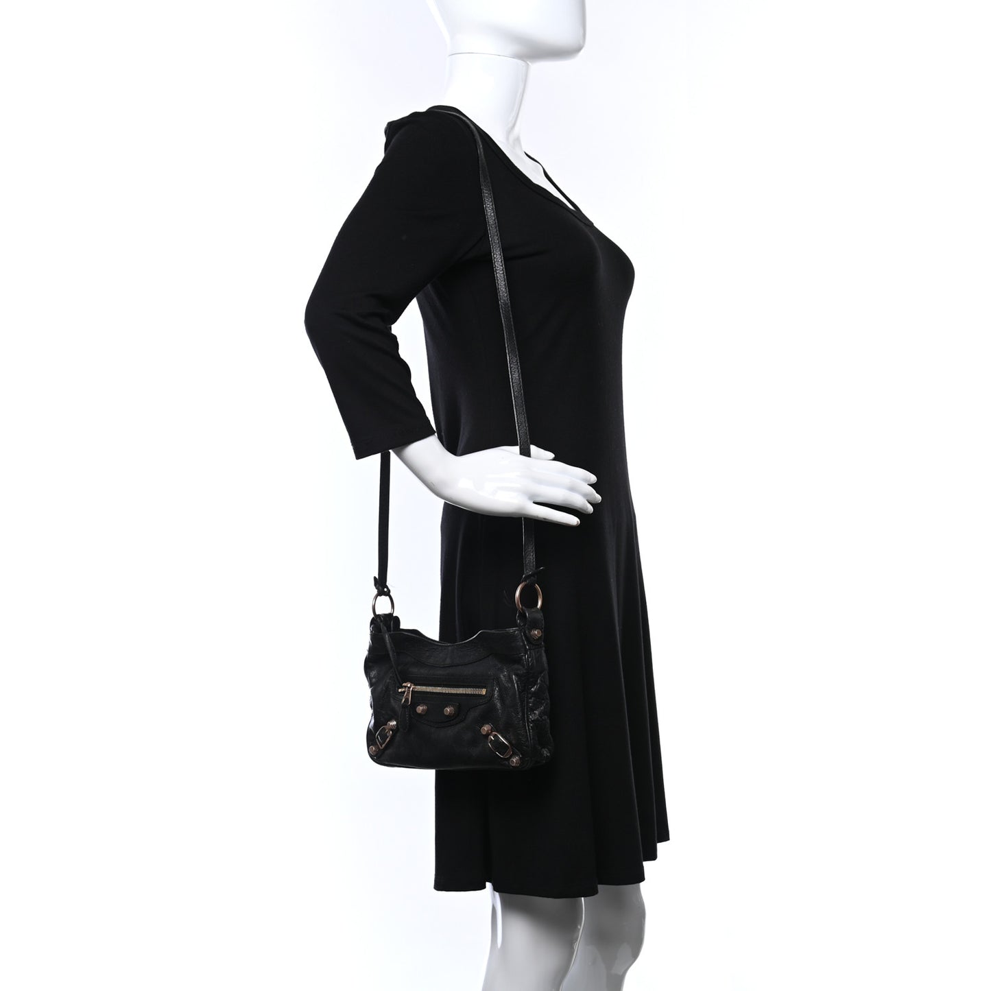 Agneau Giant Rose Gold Hardware Hip Black