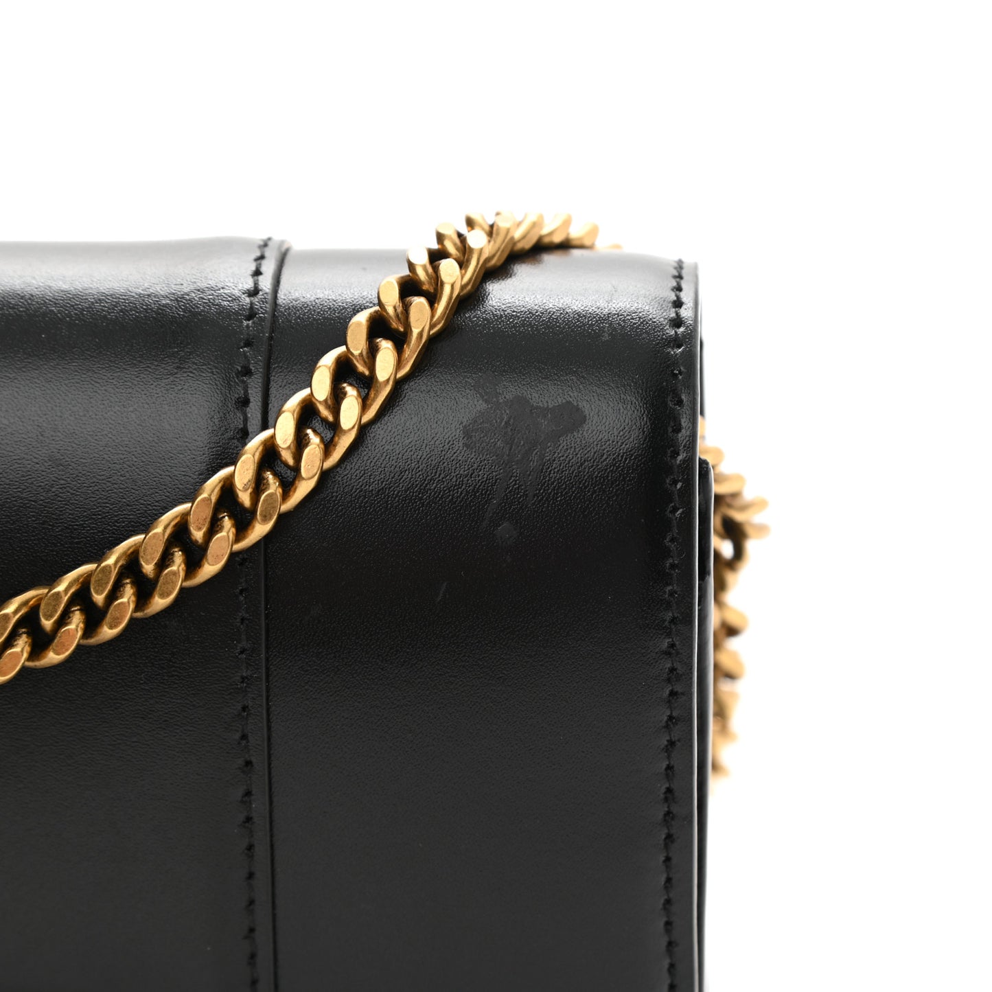 Shiny Box Calfskin Hourglass Chain Bag Black