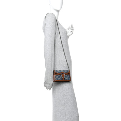 Gucci New Denim GG Monogram Dollar Calfskin Enamel Super Mini Dionysus Shoulder Bag Blue Tea Cuir Epilog Electric Blue 3 of 17