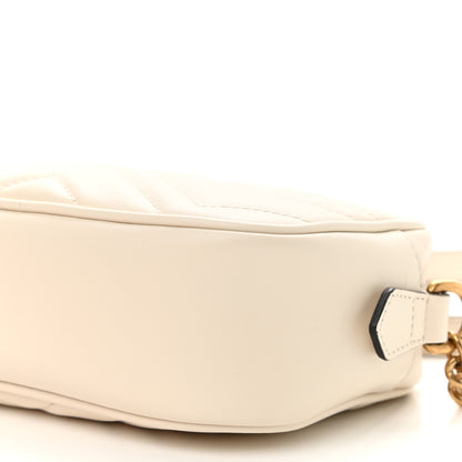 Gucci Calfskin Matelasse Mini GG Marmont Chain Shoulder Bag White 6 of 11