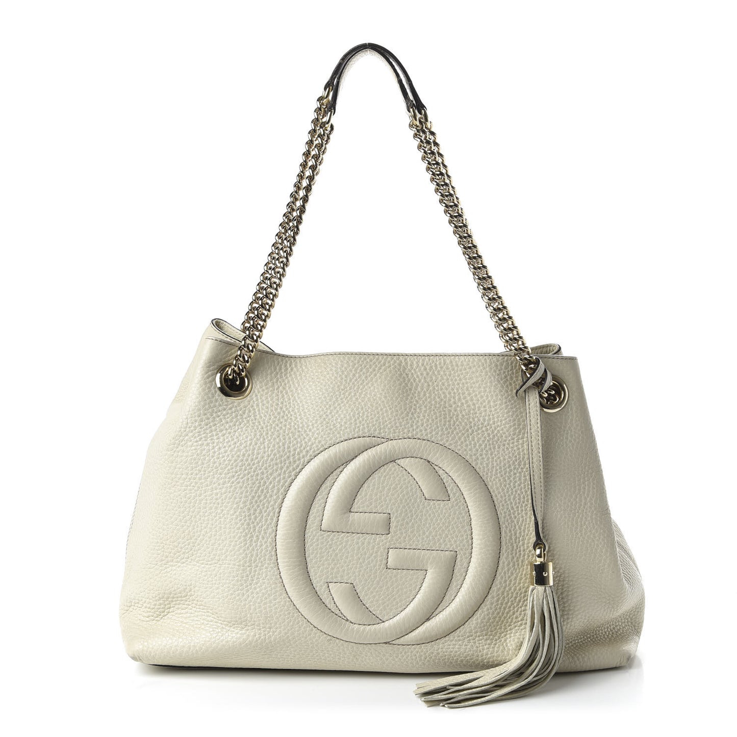 Pebbled Calfskin Medium Soho Chain Shoulder Bag Off White