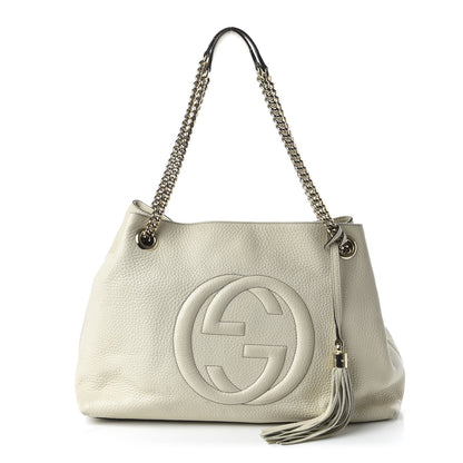 Gucci Pebbled Calfskin Medium Soho Chain Shoulder Bag Off White 1 of 10