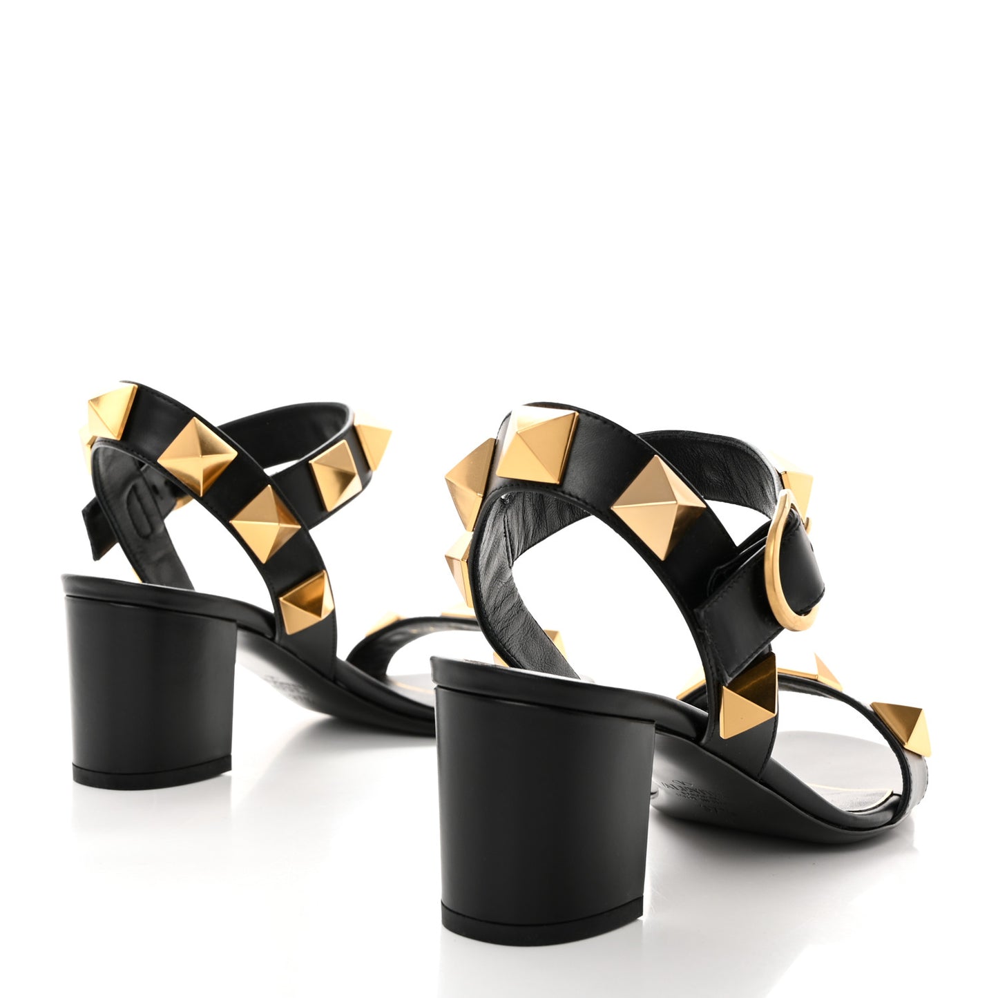 Calfskin Roman Stud 60mm Sandals 37.5 Black
