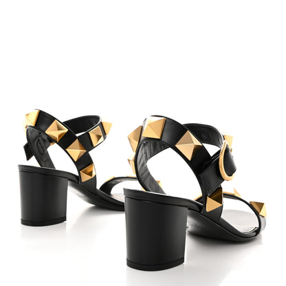 Valentino Garavani Calfskin Roman Stud 60mm Sandals 37.5 Black 4 of 9