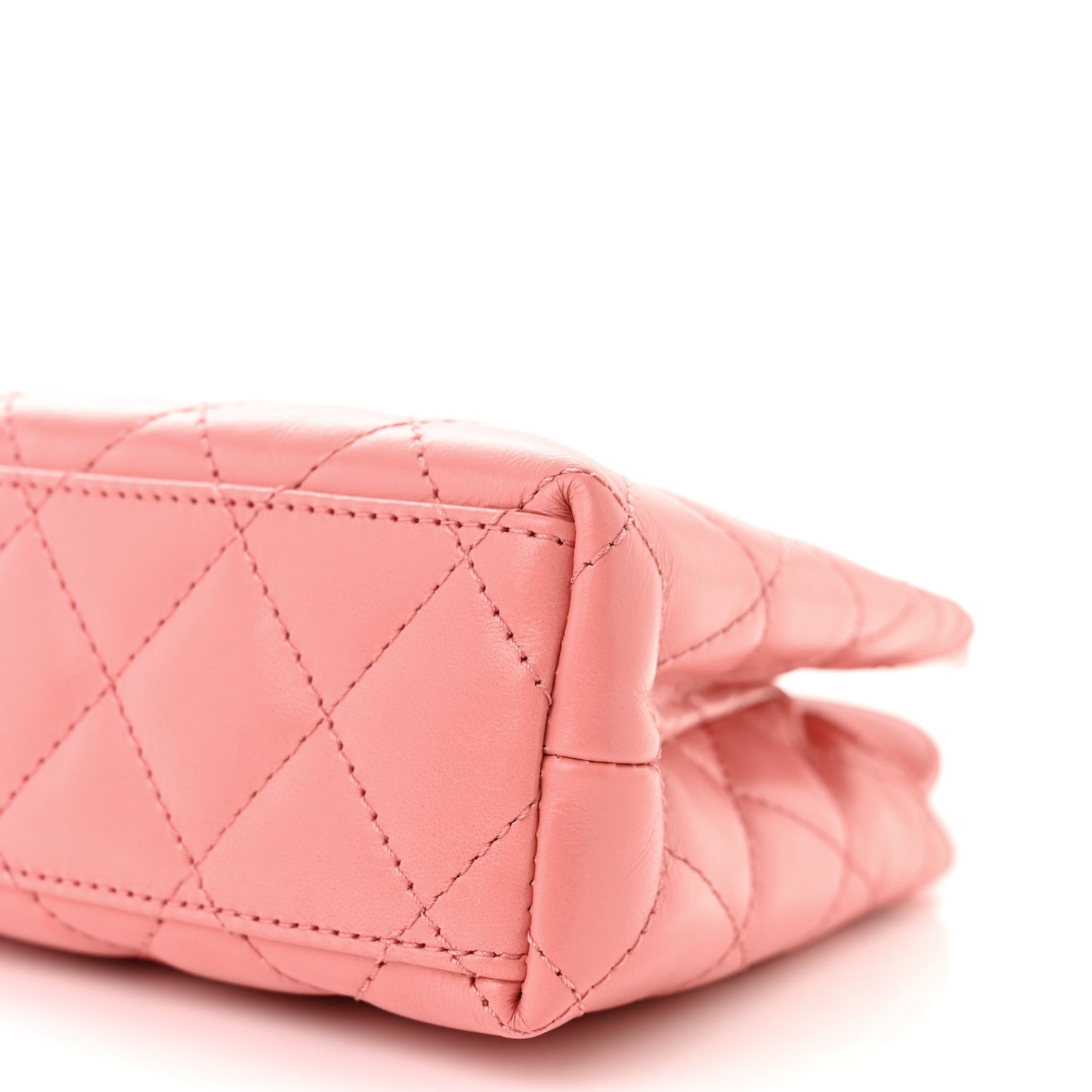 Shiny Aged Calfskin Quilted Nano Kelly Shopper Coral Pink