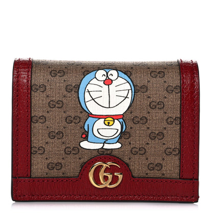 Gucci X DORAEMON Mini Vintage GG Supreme Monogram Card Case Wallet Beige Cherry Red 1 of 10