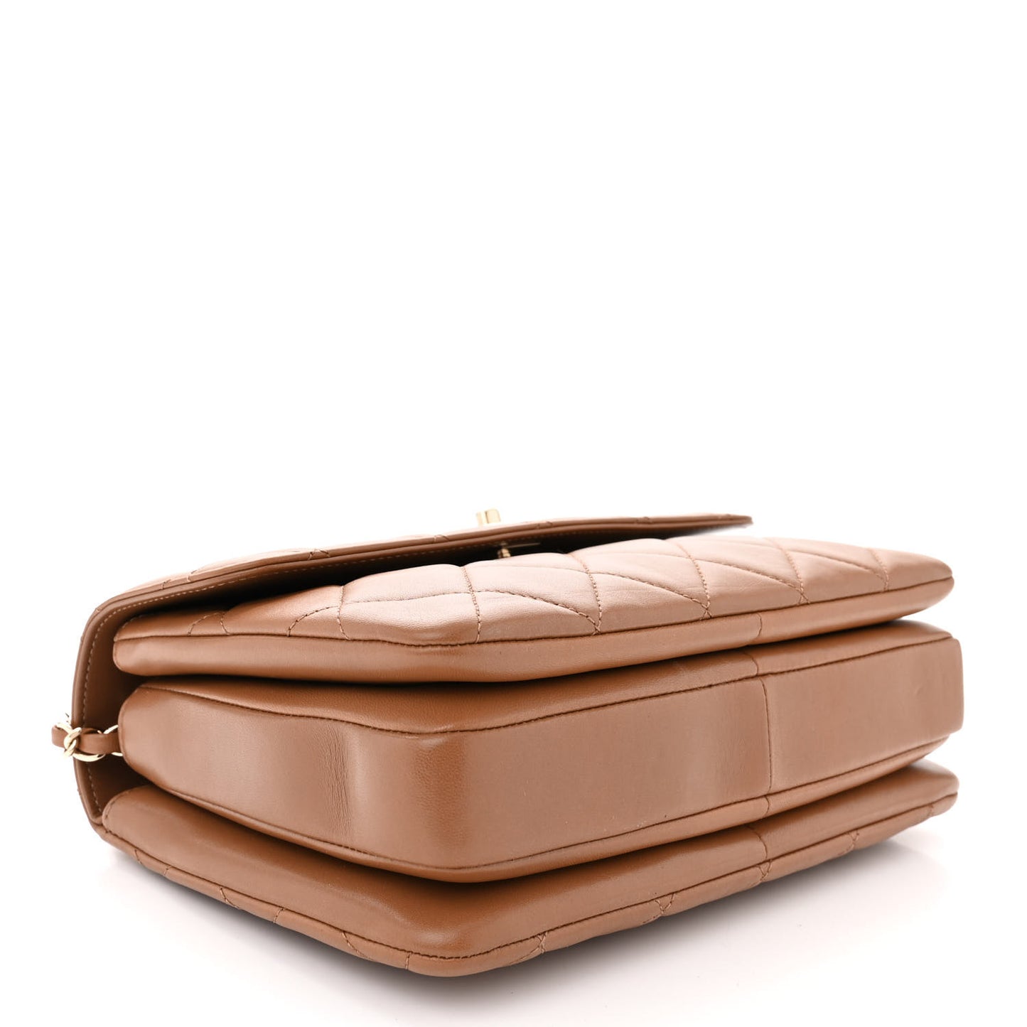 Lambskin Quilted Small Trendy CC Dual Handle Flap Bag Camel