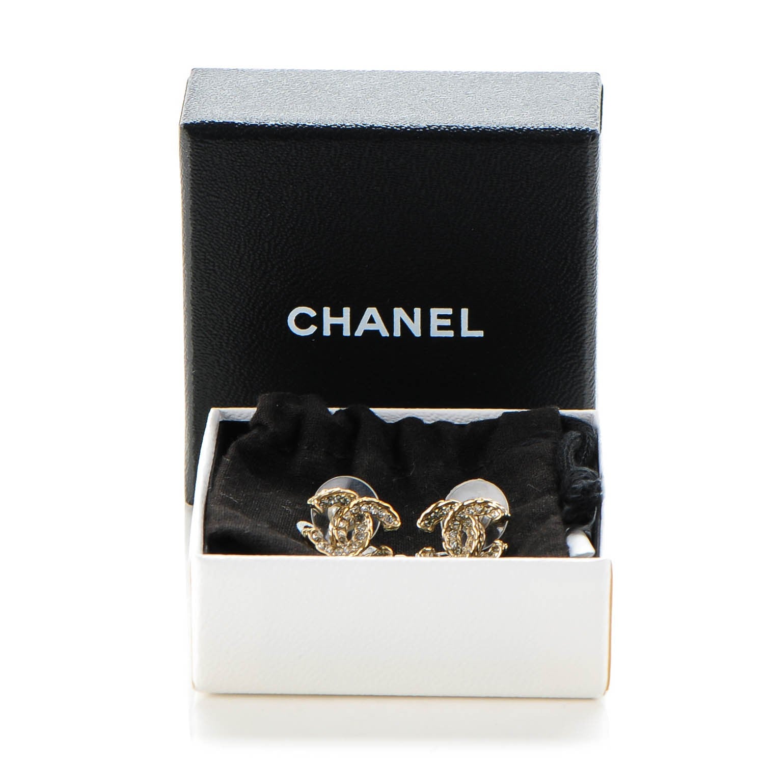 Chanel Crystal CC Earrings Gold 5 of 5